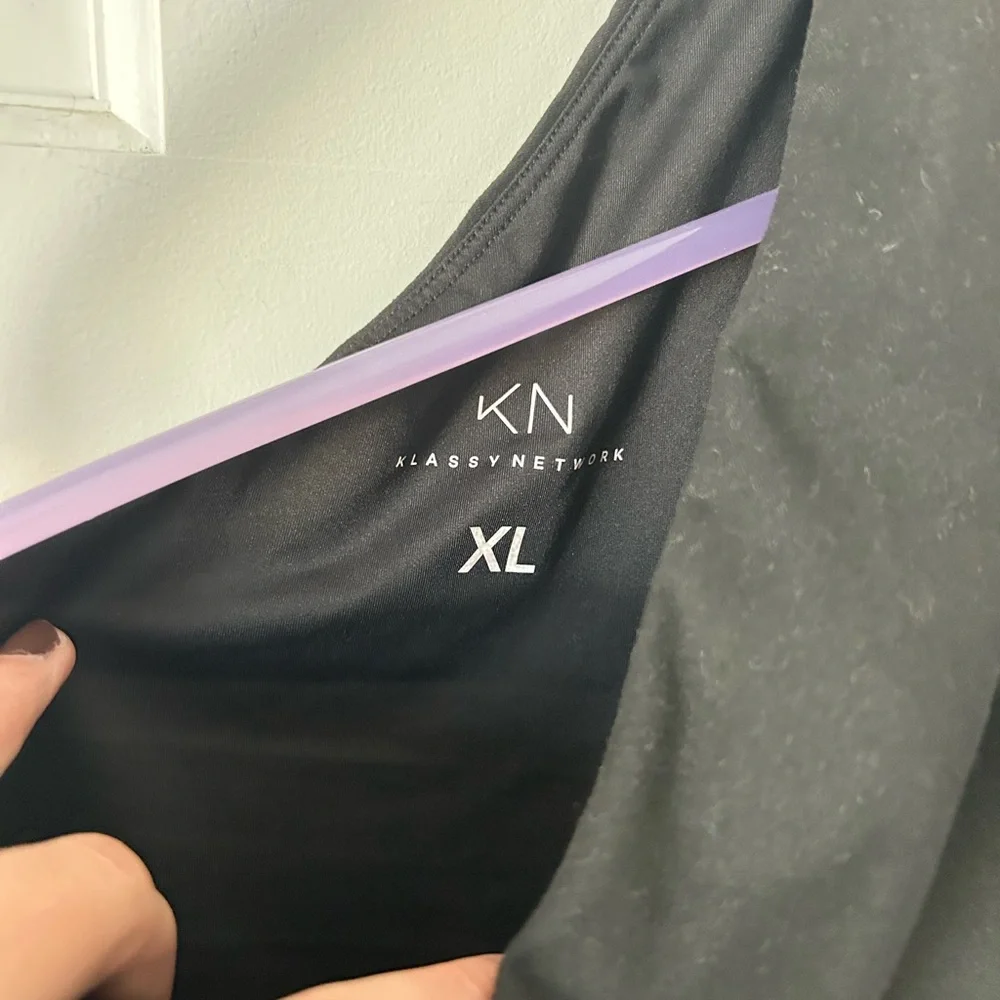 Klassy Network Black One-Shoulder Top with built in bra - Picture 3 of 5